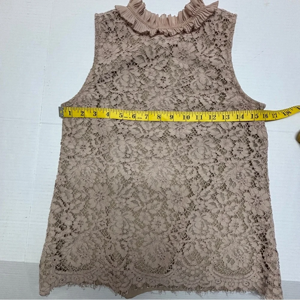 J Crew Lace Ruffle Sleeveless Blush Top Sz XS